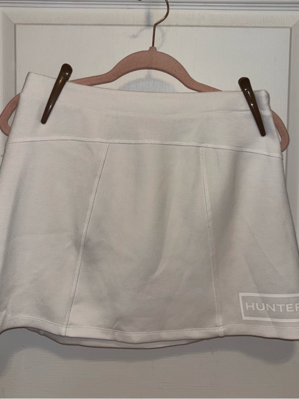 Hunter White Mini Skirt with Subtle Logo